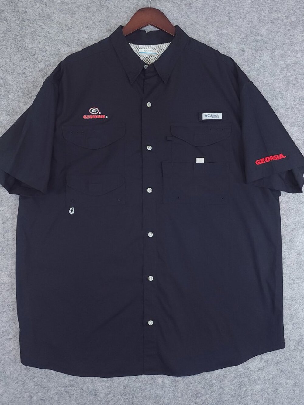 Columbia PFG Bonehead Georgia Bulldogs UGA Shirt XL Black Vented Fishing Cotton